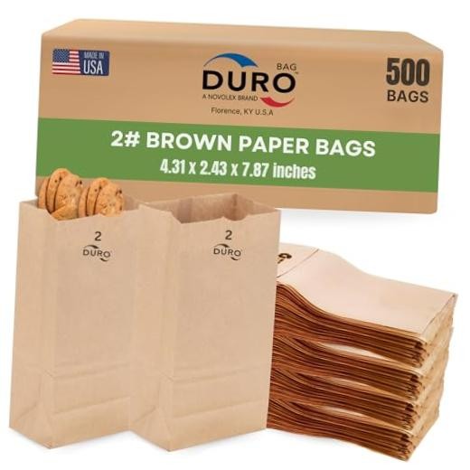 Brown Paper Lunch Bags 500 Count, Bulk Disposable Brown Paper Bags, SOS 2#