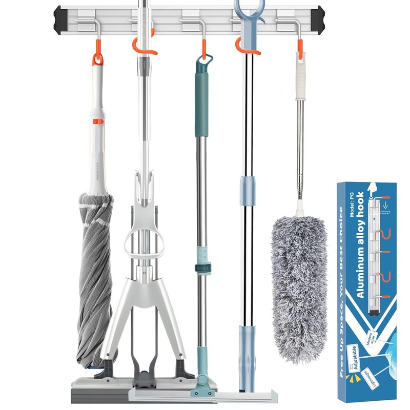 Mop and Broom Holder Wall Mount Garden Tool Rack Organizer, Modern Style,Mova...
