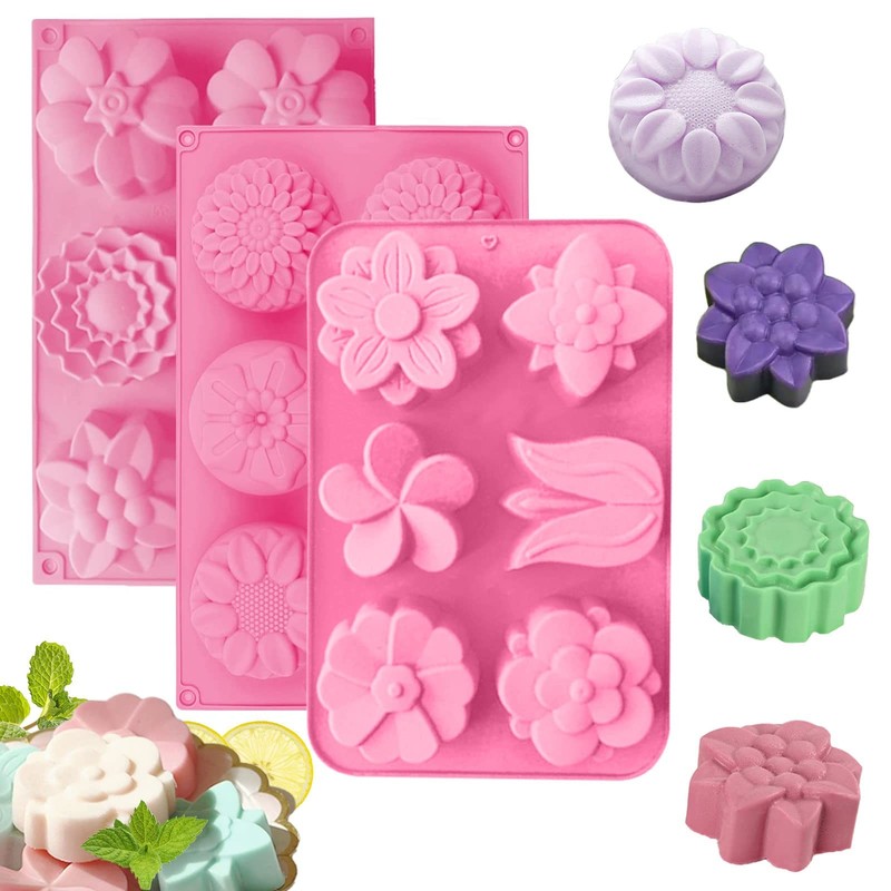 Silicone Soap Molds, different Cavities Mold with 3 Pcs Flower 1