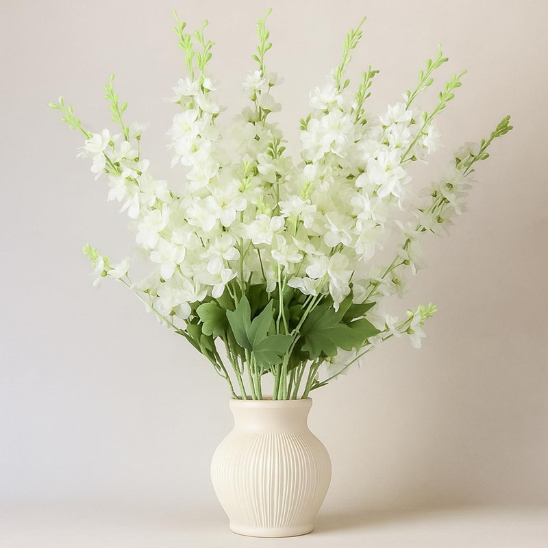 Thiccywoov 24 Pcs Delphinium Artificial Flower 35.4 Long Larkspur Stem Silk