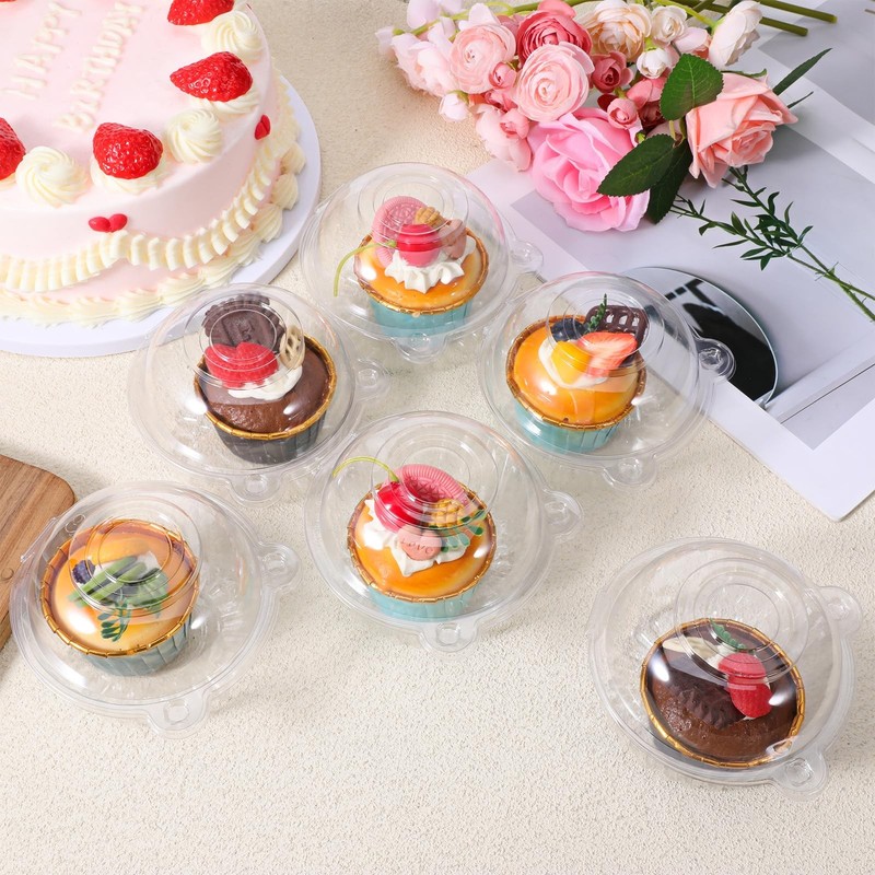 200 Pack Individual Cupcake Holders Plastic Cupcake Containers Clear Disposab... gallery