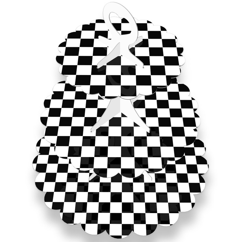 3-Tier Racing Theme Cupcake Stand,Cars Theme Decoration,Black White Checkered... gallery