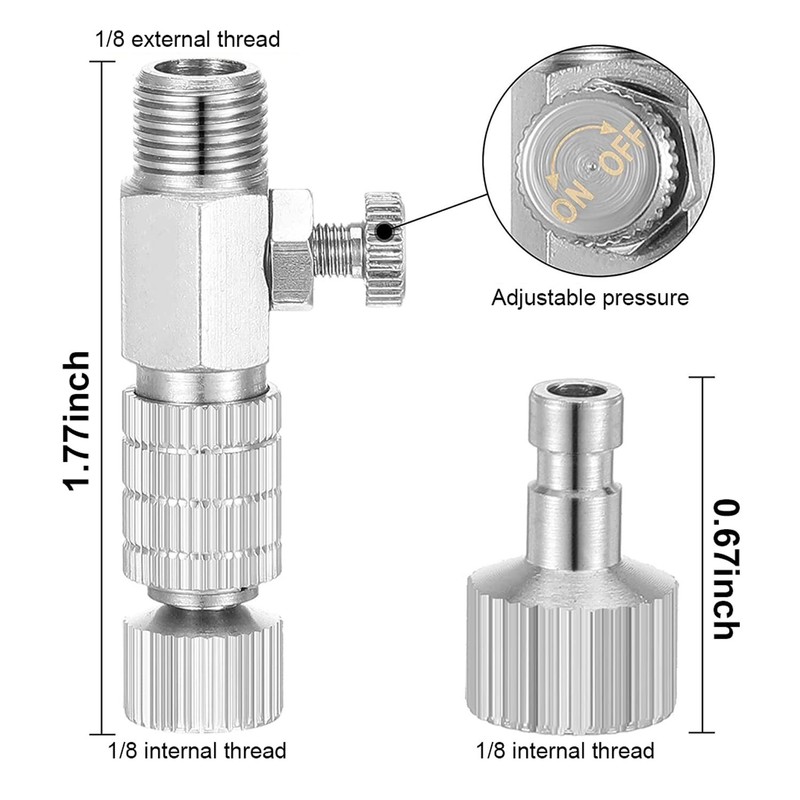HUBEST 10pcs Airbrush Adapter Set with 1.8M Nylon Braided 1/8 Inch, Silver gallery