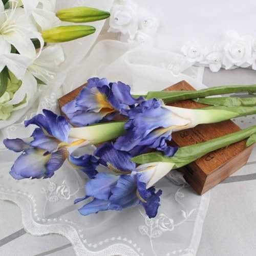 4 Bundle Real Touch Long Stems Iris Flower Silk Artificial Ireland Irish Blue gallery