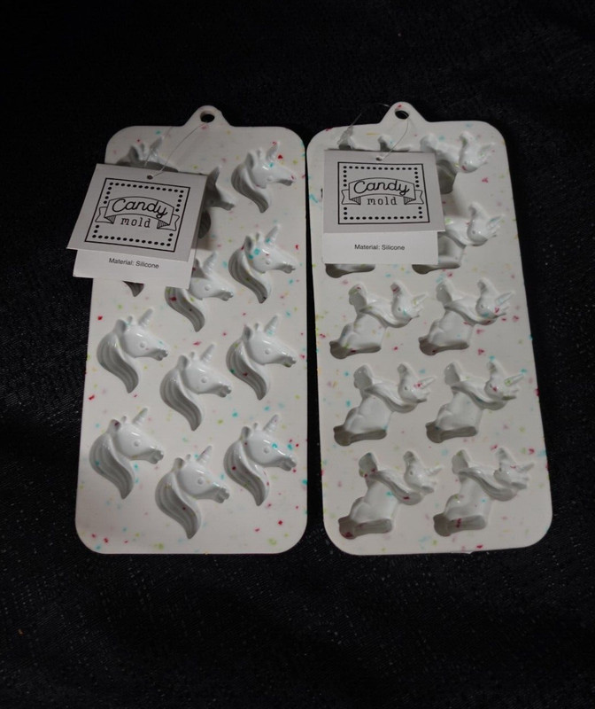 Unicorn silicone candy mold lot of 2 /NEW / Prancing unicorn / unicorn head