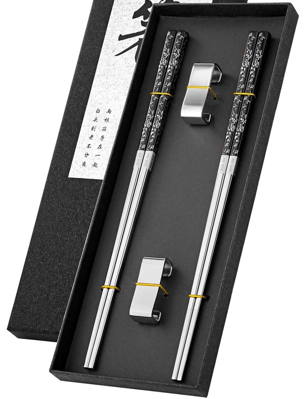 Metal Reusable Chopsticks 2 Pairs Titanium Plated Stainless Steel Chopsticks …