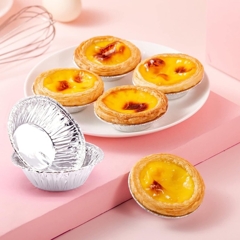 200 PCS Egg Tart Baking Cups, Disposable Aluminum Foil Liners for Pudding, gallery