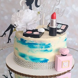 Makeup Cake Topper 4 Pack, Resin Cosmetics Lipstick Perfume Bottle Eye Shadow gallery