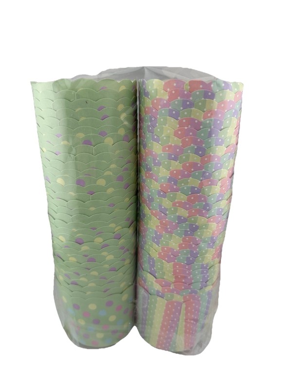Paper Baking Cups 60 Pack Light Green & Rainbow Style