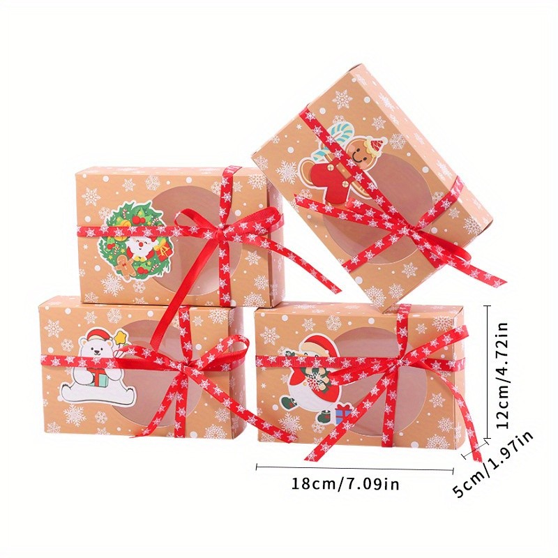 12PCS Kraft Paper Window Cookie Boxes w/Ribbon Christmas Candy Treat Storage Tin gallery