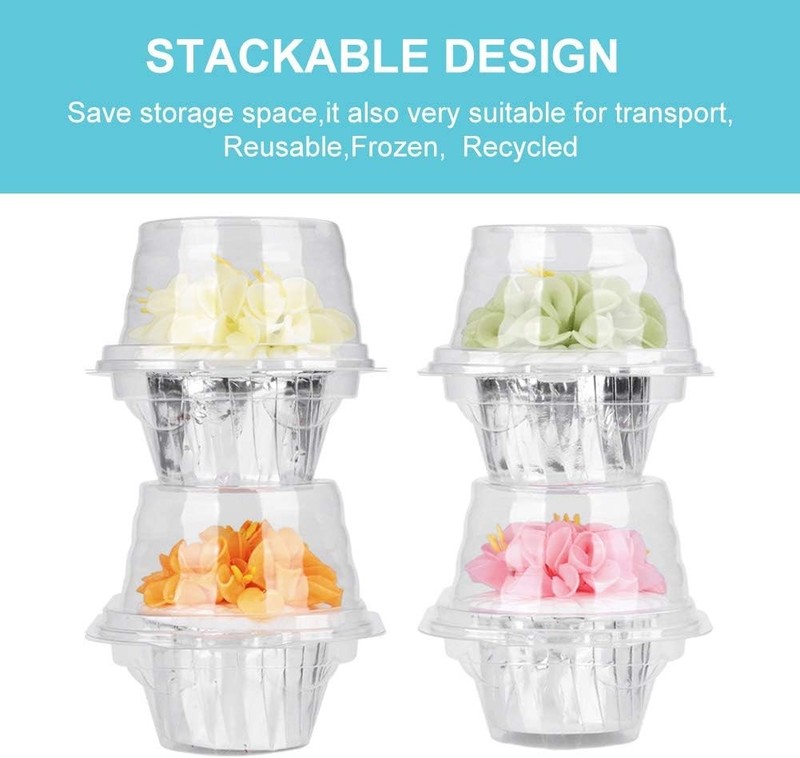 50 Pcs Cupcake Boxes Plastic Individual Cupcake Containers Single Cupcake Boxes gallery