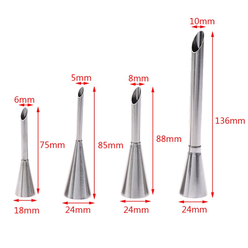 4Pcs Eclair Puff Nozzles Cupcake Filling Tube Pastry Syringe Cream Piping Tip~gw gallery