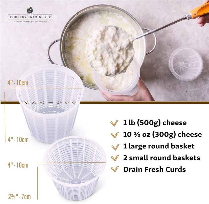 Cheesemaking Molds - Ricotta Cheese Draining Baskets for Home Cheese making M... gallery