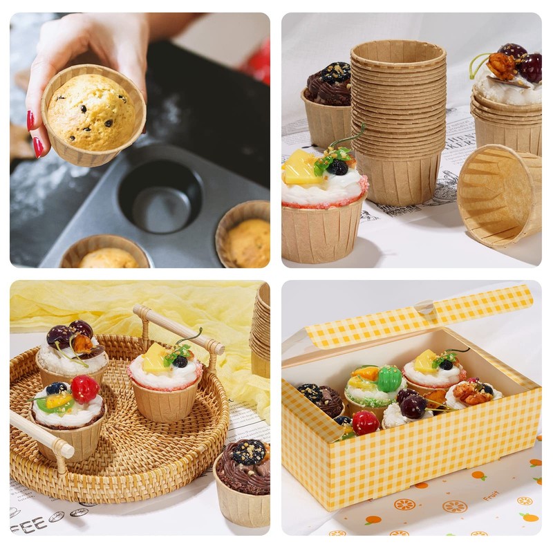 100 PCS Parchment Brown Cupcake Liners Standard Size Muffin Baking Wrappers gallery