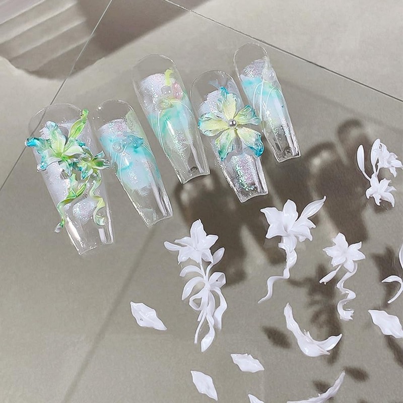 Lily Flower Charms Silicone Nail Molds-3D Gel Nail Art Mold Floral Charms for Na gallery