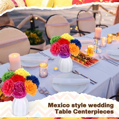 2 Set Cinco De Mayo Table Centerpieces 2 Pcs White Plastic Vase 14 Pcs Faux gallery