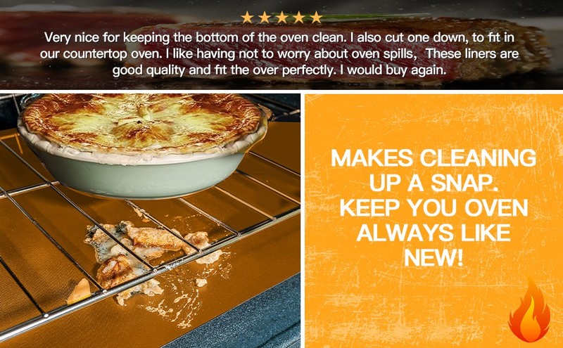 4 Pack Large Copper Oven Liners for Bottom of Oven BPA and PFOA Free, gallery