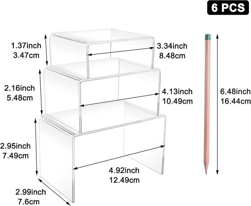 Acrylic Display Risers 2 Sets 3 4 5 Inch Clear Stand gallery