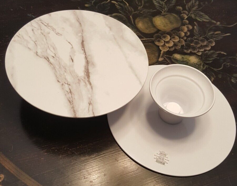 Threshold Marble Look 12" Cake Stand Melamine 4" Tall 12” Across [2 Piece Set] gallery
