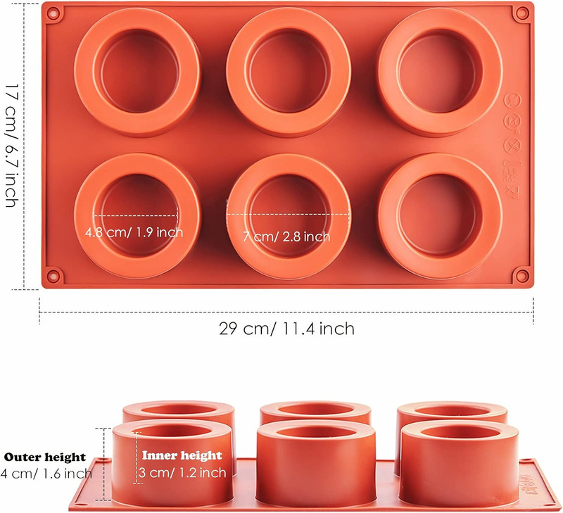 JOERSH 2Pcs Chocolate Candy Mold Silicone round Molds for Baking Muffin Cake, De gallery