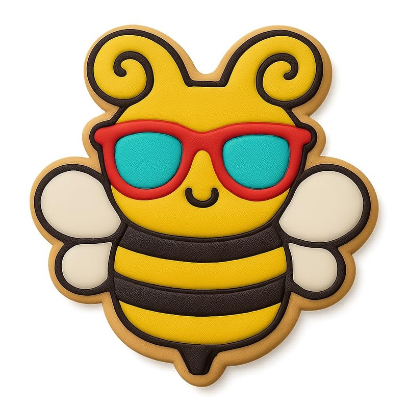 Chibi Honey Bee with Sunglasses Cookie Cutter & Stamp - 4x3.5 gallery