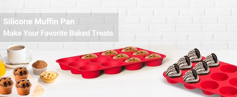 2 Pack Silicone Muffin Pans for Baking & Cupcake Pan - 12 Cup Regular Size gallery