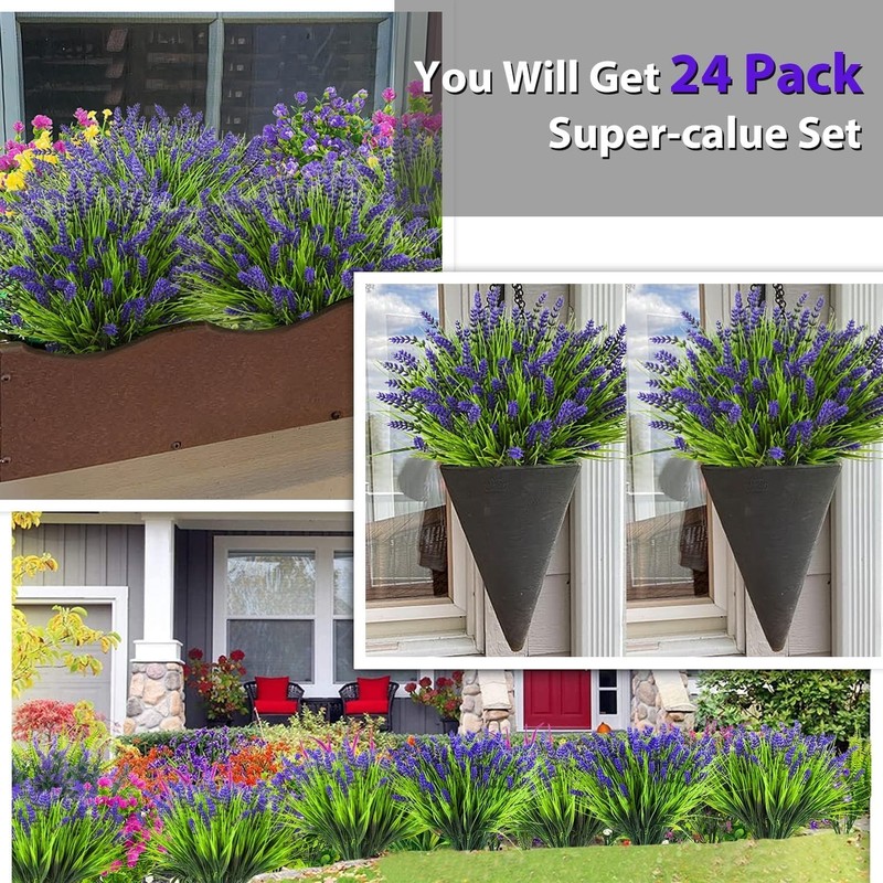 Trytuny Artificial Plants Outdoor 20Pcs Lavender Artificial Flowersfake Plants gallery