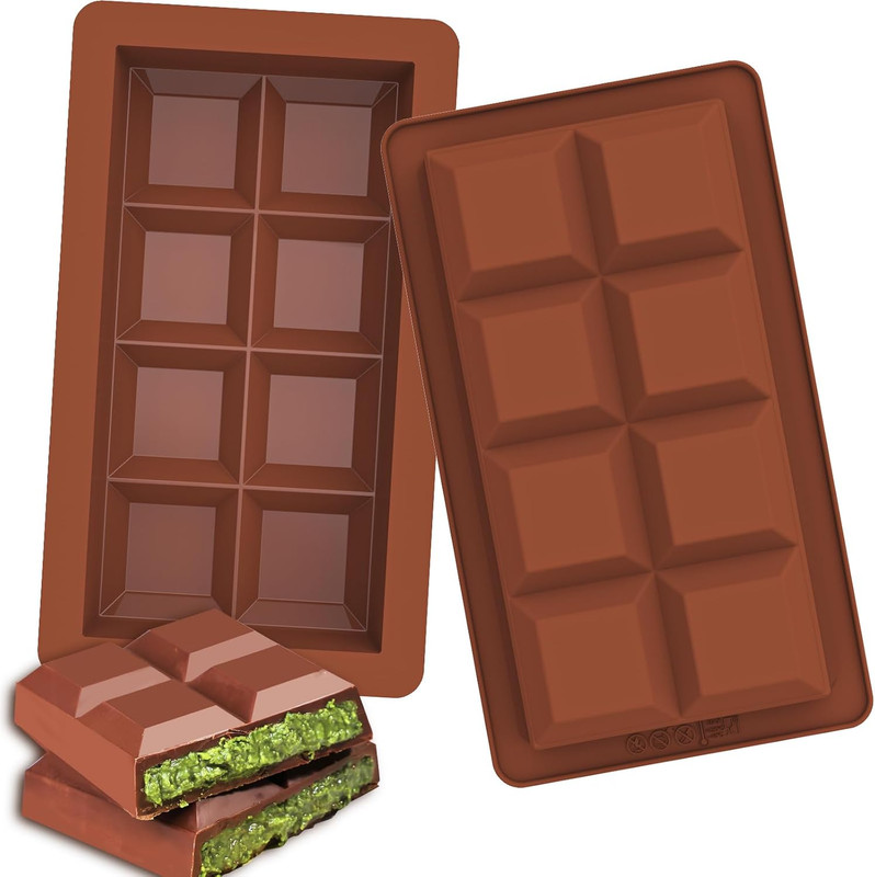 Deep Chocolate Bar Molds 2 Pack, Large and Thick Silicone Chocolate Molds for St gallery