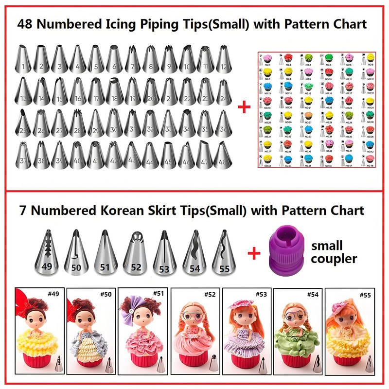 345 Cake Decorating Kit Turntable 48 Tips 7 Korean Tips Scrapers 102 Bags gallery