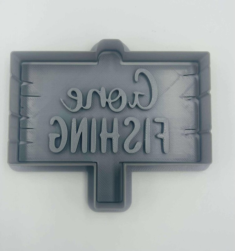 Gone Fishing Sign Cookie Cutter & Stamp – Sugar Cookie – Multiple sizes
