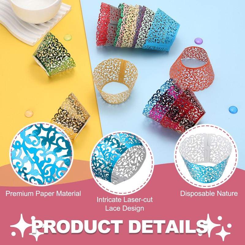 50 Pcs Lace Cupcake Liners Vine Designed Laser Cut Cupcake Wrap, Reflective Blue gallery