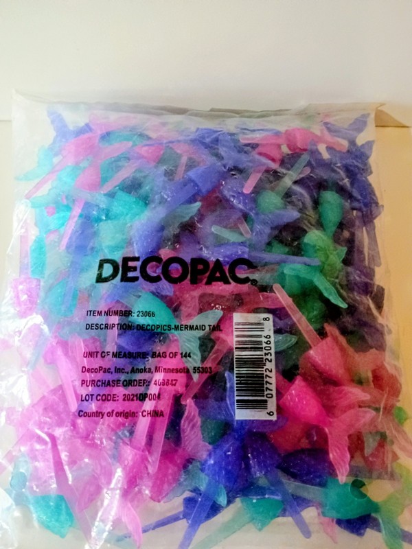 Decopac Decopics Mermaid Tail Purple Pink Teal Bag Of 144 Cupcakes Decorations