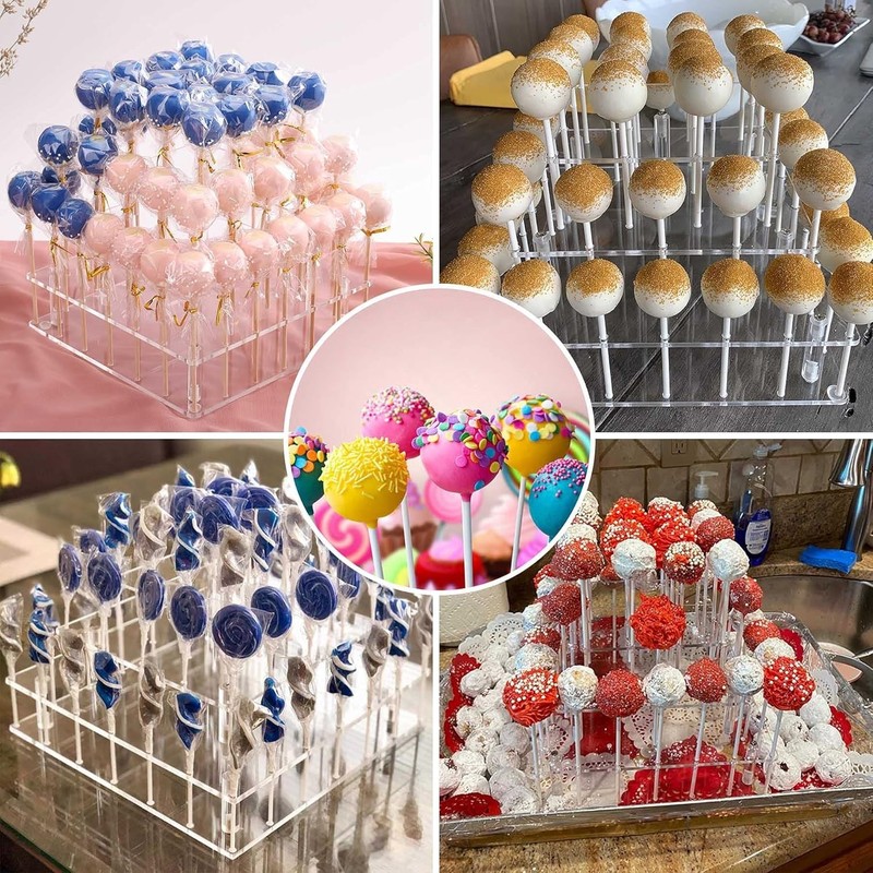 Clear Acrylic Cake Pop Stand - 56 Holes for Stylish Wedding & Party Displays gallery