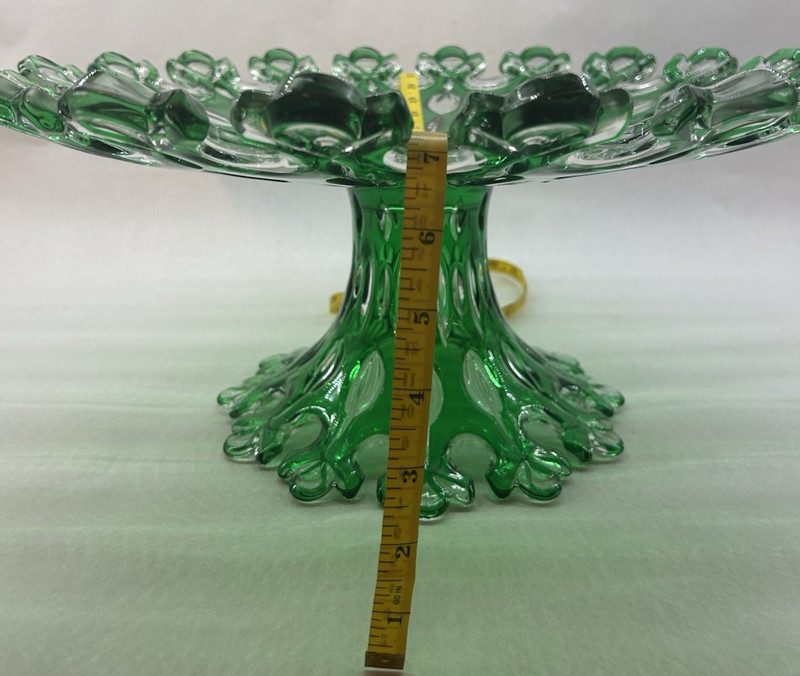 SHANNON Crystal Green Cake Pedestal Server Stand 10.5 - UNIQUE! gallery