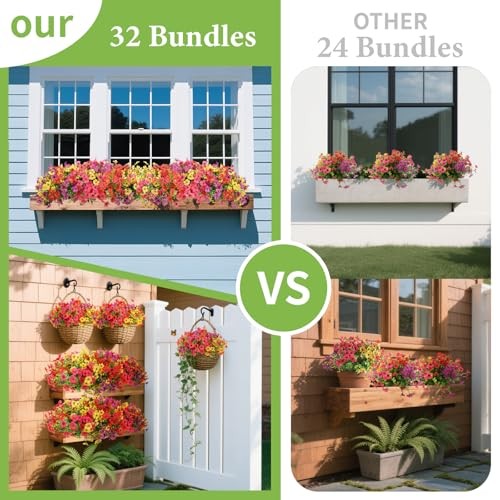 32 Bundles Artificial Flowers for 32 pcs Red+hot Pink+yellow+purple gallery