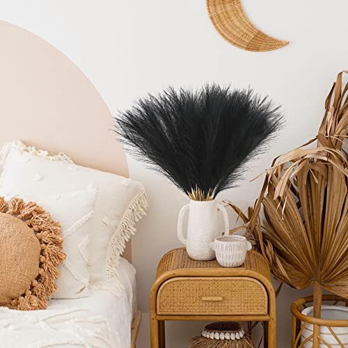 50pcs Faux Pampas Grass, 21.6" Short Artificial Pompous Grass 50 PCS Black gallery