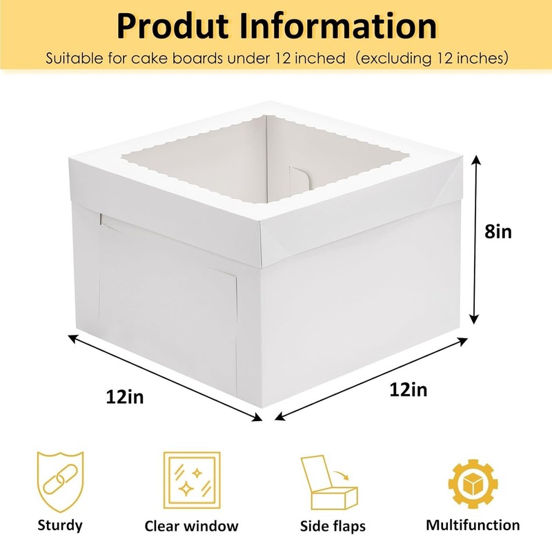 Sturdy 12x12x8 Inch Cake Carrier - 48 Pack for Weddings, Parties & Celebrations gallery