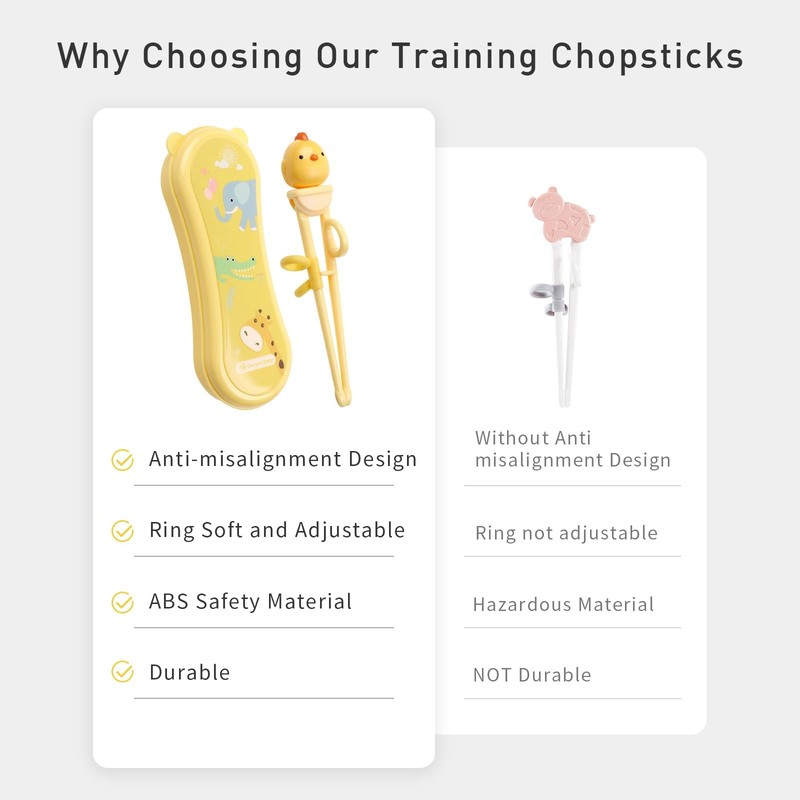 Kids Chopsticks High Quality Food Grade Material Portable Box Child Yellow gallery