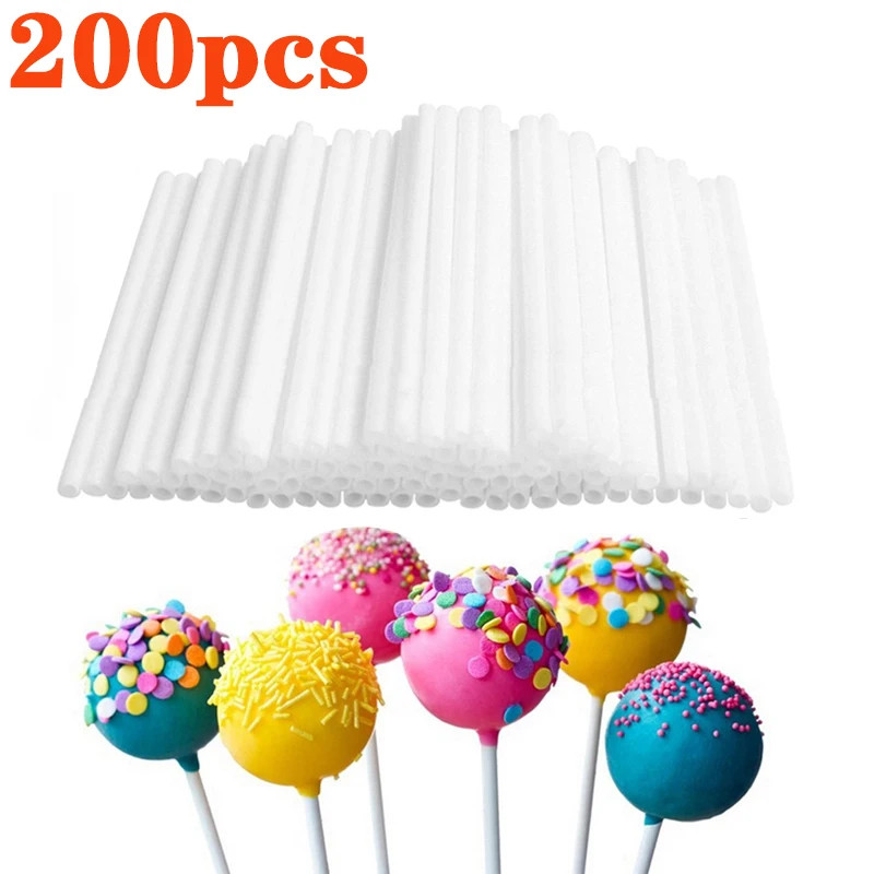200pcs Plastic Lollipop Stick Safe White DIY Kitchen Baking Accessories Mold gallery