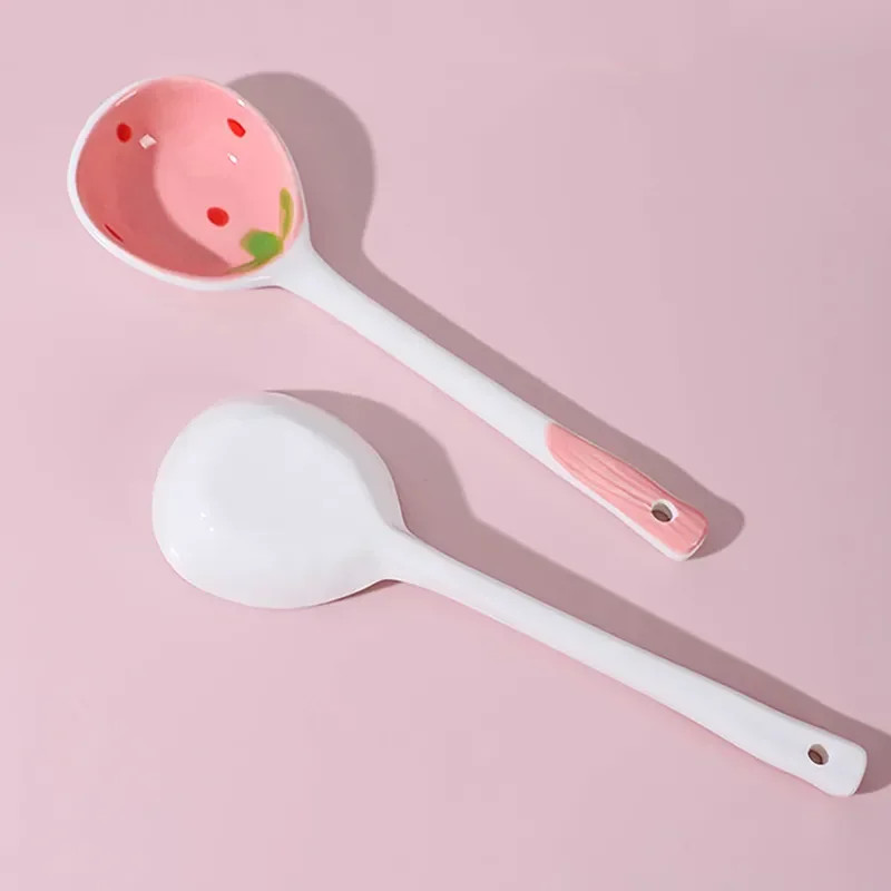 Kawaii Strawberry Ceramic Soup Spoon Cute Hand Painted Dessert Coffee Spoon gallery