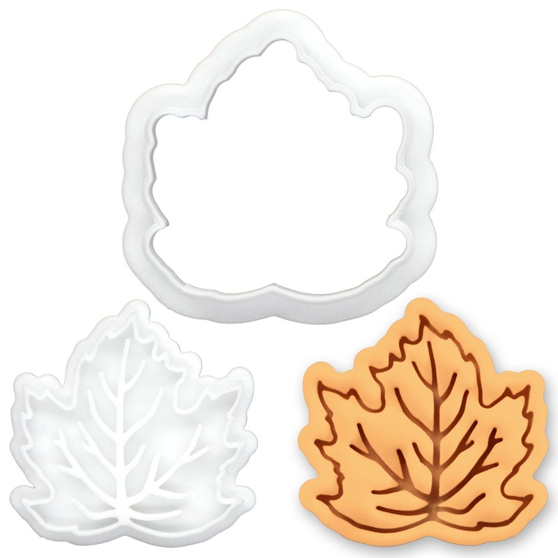 Maple Leaf Mini Cookie Cutter & Stamp Set – Autumn Foliage Biscuit Cutter for…
