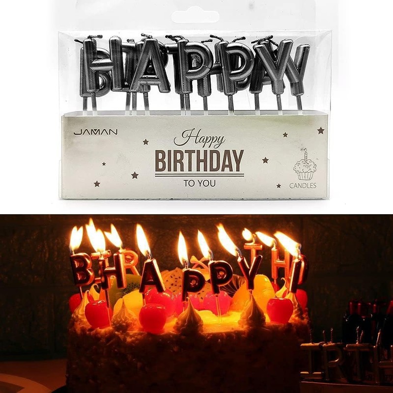 Black Cake Topper Decoration with Happy Birthday Candles Happy Birthday Banner gallery