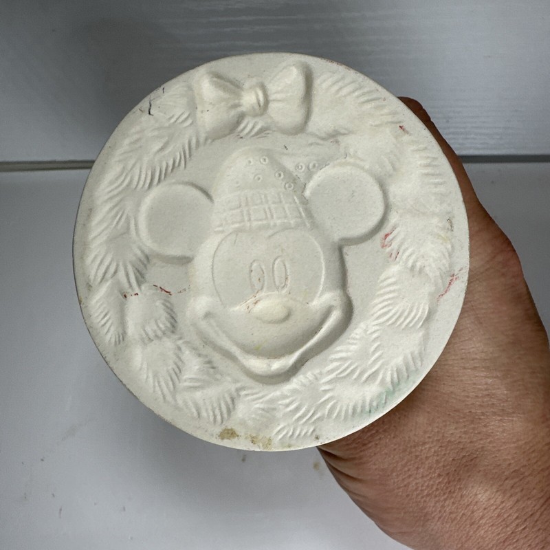 Disney Cookie Mold Press Mickey Mouse & Snowman Wreath Christmas Ceramic HTF gallery