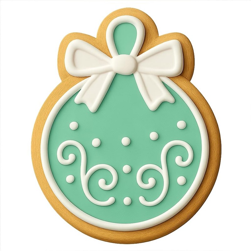 Velvet Ribbon Bauble Cookie Cutter & Stamp, Fondant & Clay – 4×3.6