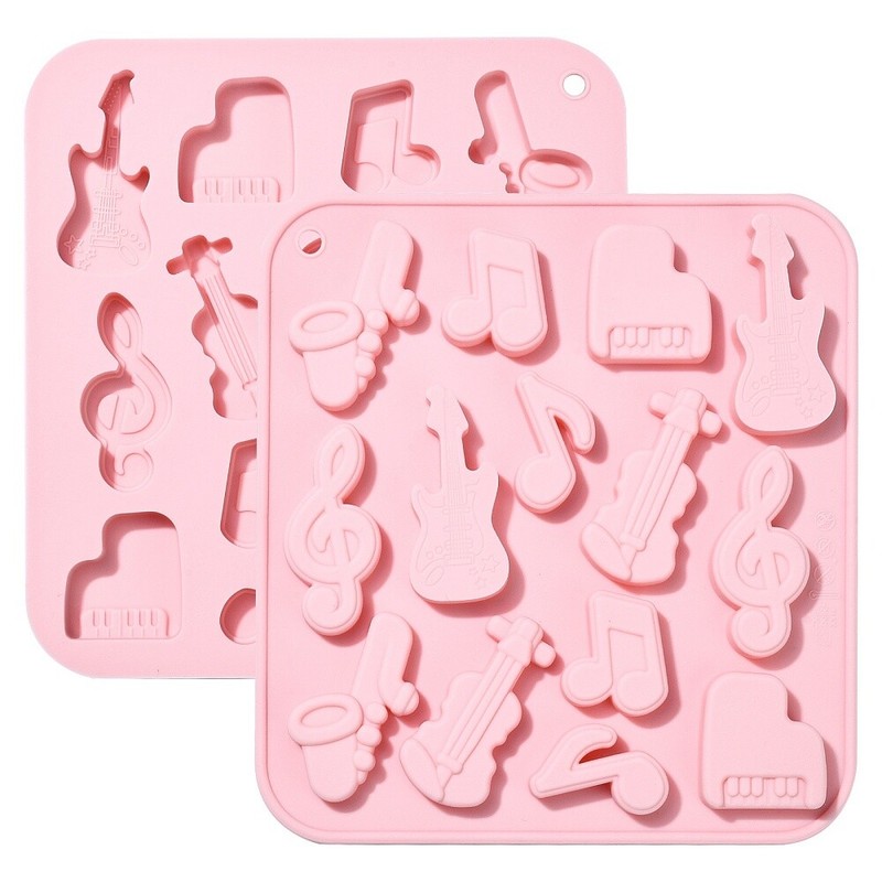2x Musical Instrument Silicone Desserts Mold Guitar Shape Molds for Baking Cake