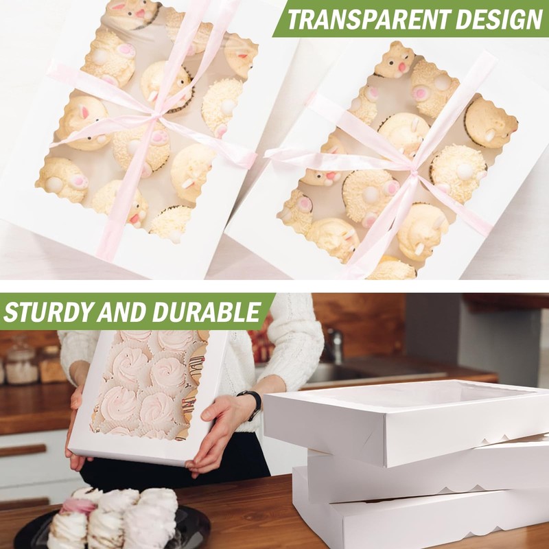 12 Pack Large Cookie Boxes with Window, 16x11x2.5 Inches Auto-Popup Bakery Bo... gallery