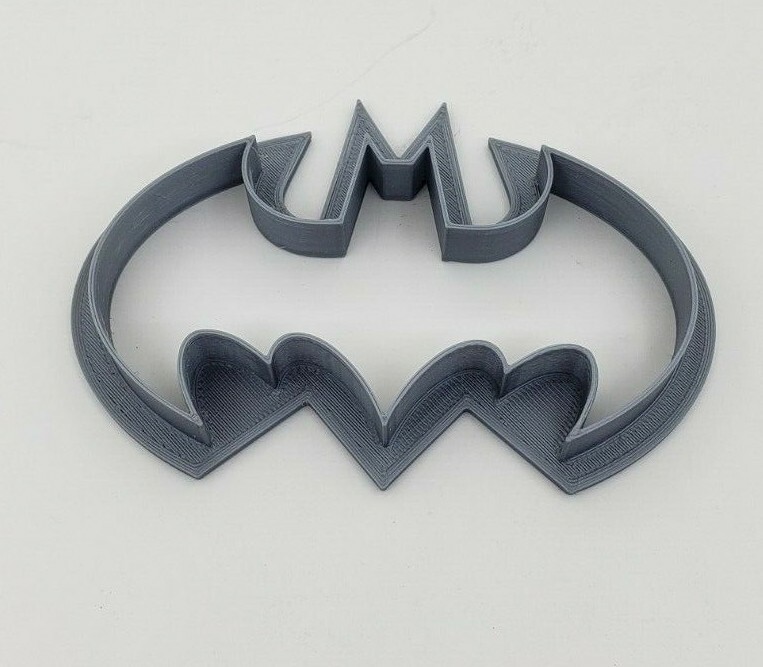 3D Printed Cookie Cutter Inspired By Batman Silver PLA Plastic