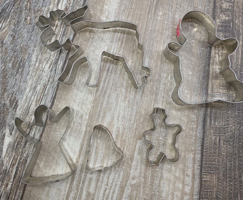 Cookie Cutter Set Moose Angel Bell Snowman Metal