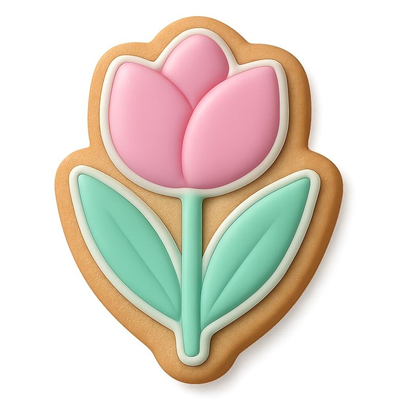 Open Bud Tulip Cookie Cutter & Stamp, Fondant & Clay - 2.8x4 gallery