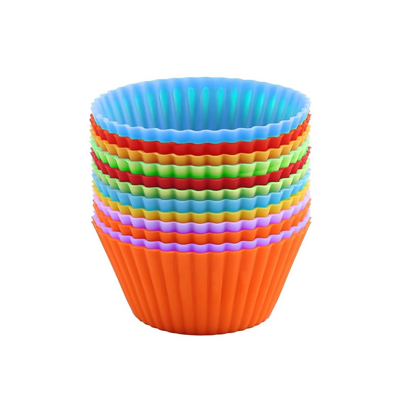 12 Pcs Multicolored Silicone Cupcake Baking Cups Reusable Muffin Liners